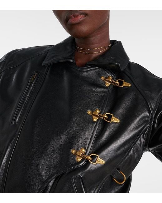 Isabel Marant Black Caitlyn Belted Leather Jacket