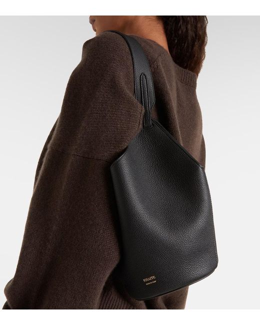 Khaite Black Lotus Mini Leather Tote Bag