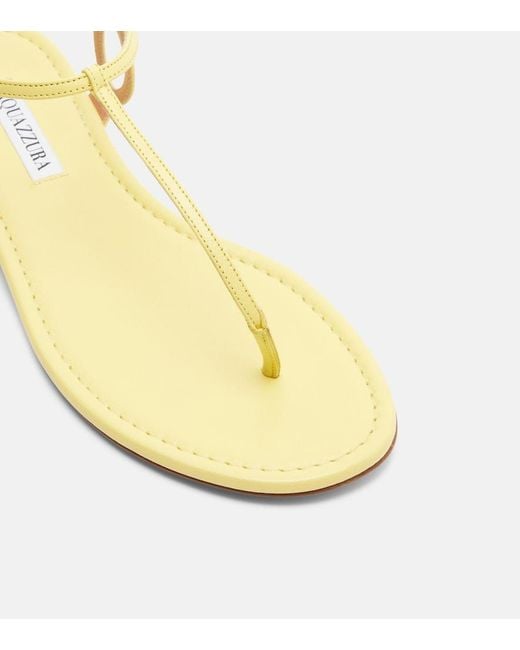 Aquazzura Metallic Almost Bare Leather Thong Sandals