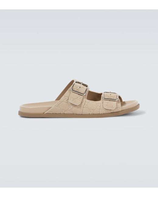 Gucci Natural Gg Suede Sandals for men