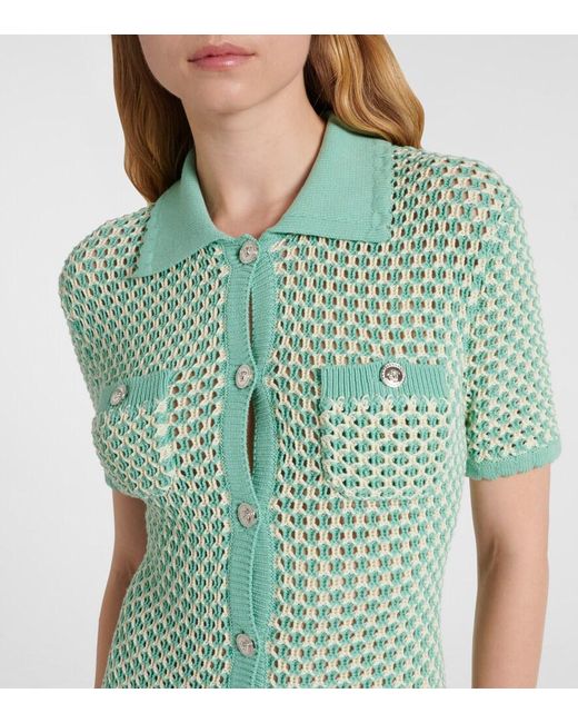 Versace Green Crochet Cotton-Blend Maxi Dress