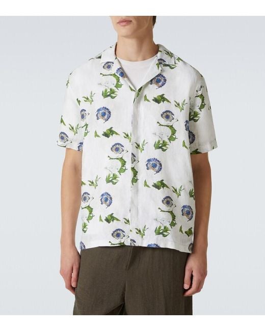 Orlebar Brown Multicolor Maitan Floral Linen Bowling Shirt for men
