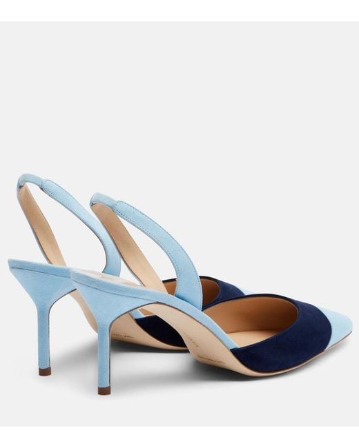 Manolo Blahnik Blue Capsli Suede Slingback Pumps