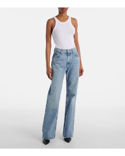 Agolde Blue Leena High-Rise Flared Jeans