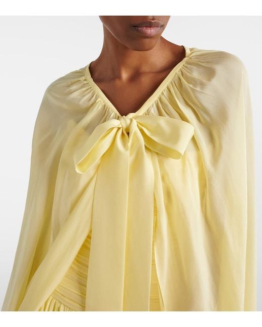 La Fuori Yellow Draped Cape And Gown Set