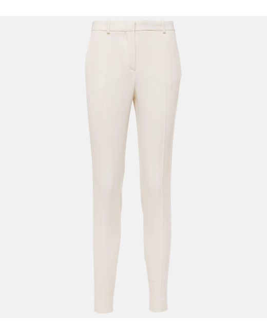 Pantalon slim a taille haute en laine Versace en coloris Natural
