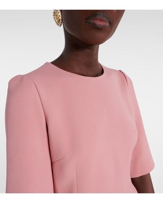 Vestido Corto De Lana Virgen Dolce & Gabbana de color Pink