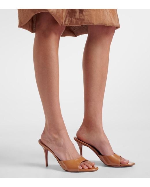 AMINA MUADDI Pink Elodie 90 Patent Leather Mules