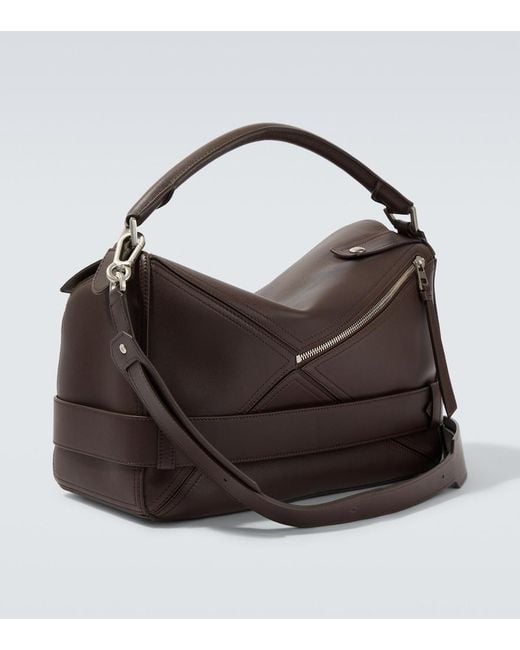 Loewe Black Puzzle Biker Large Leather Shoulder Bag for men
