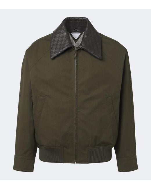 Bottega Veneta Green Intrecciato Cotton Twill Blouson Jacket for men