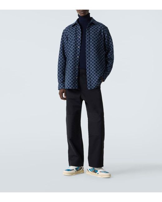 Gucci Sneakers Gg Canvas Mit Leder in Blue für Herren