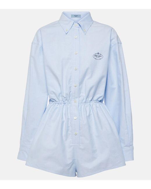Prada Blue Cotton Jumpsuit