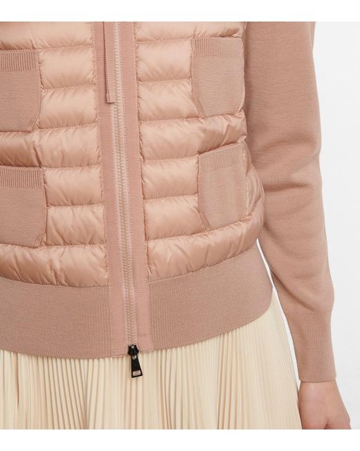 Moncler Pink Virgin Wool Jacket With Feather-down Padding