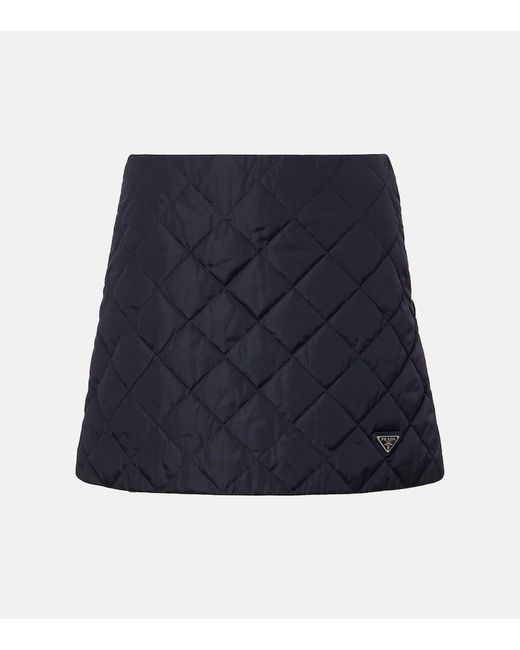 Mini-Jupe Matelassee En Re-Nylon Prada en coloris Blue