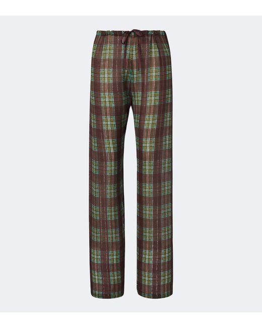 Dries Van Noten Gray Plaid Wide-Leg Pants