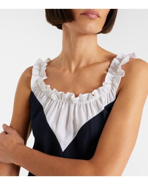 ShuShu/Tong Blue Ruffled Wool And Silk Minidress