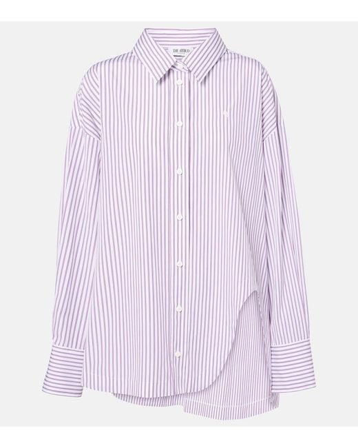 The Attico Purple Diana Asymmetric Striped Cotton Shirt