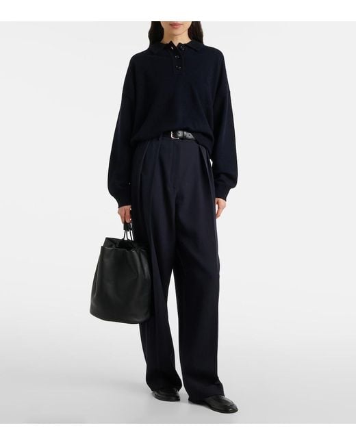 Jardin Des Orangers Blue Wool And Cashmere Polo Sweater