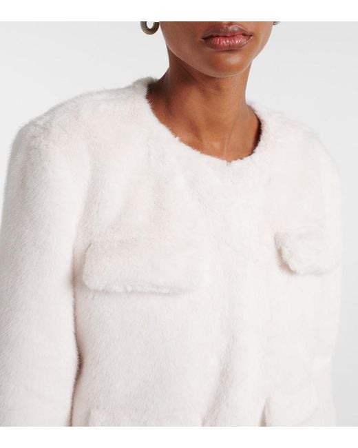 Self-Portrait White Faux Shearling Jacket