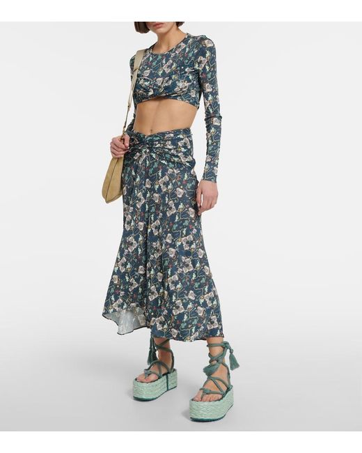 Isabel Marant Green Elif Platform Espadrille Sandals