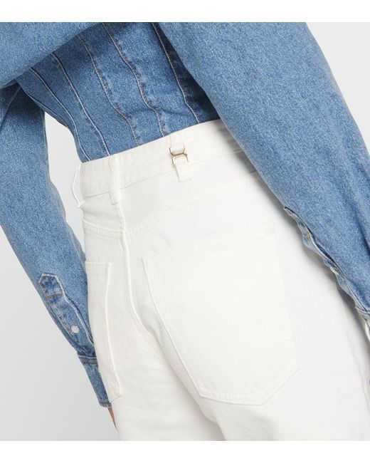 Jeans rectos de tiro alto Chloé de color White