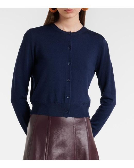 Carolina Herrera Blue Cropped Wool Cardigan