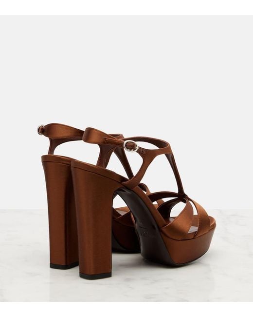 Jimmy Choo Brown Kesia 120 Satin Platform Sandals