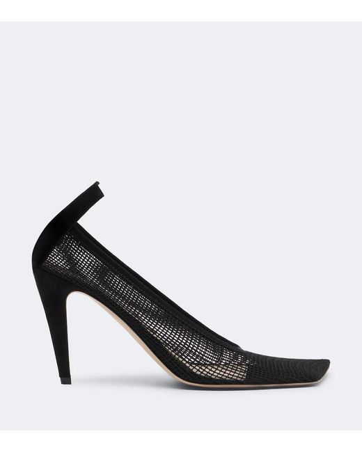 Christen Black Edge Stretch Suede-Trimmed Mesh Pumps