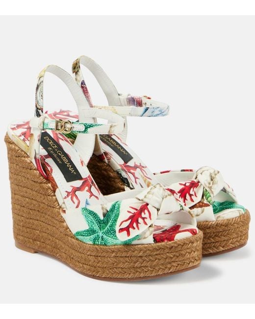 Dolce & Gabbana Metallic Capri Cava Printed Espadrille Wedges