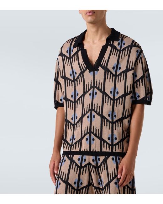 Commas Black Jacquard Polo Shirt for men