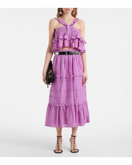 Isabel Marant Purple Daliana Cotton-Blend Top