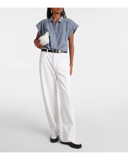 Nili Lotan Blue Bluse Normandy Aus Baumwolle