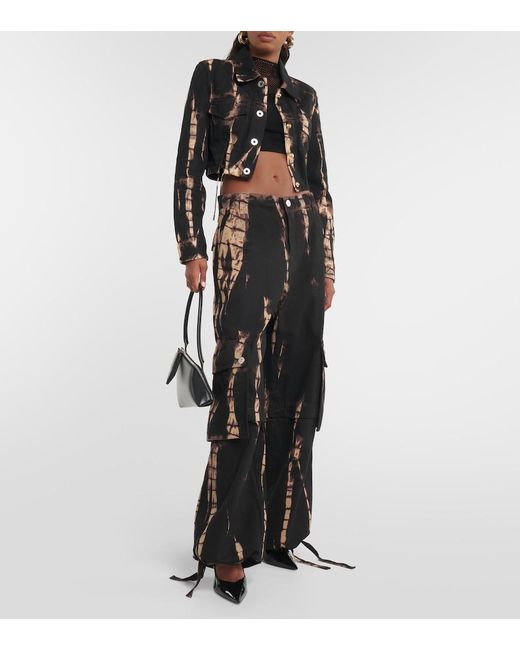 Dion Lee Black Tie-Dye Cropped Denim Jacket