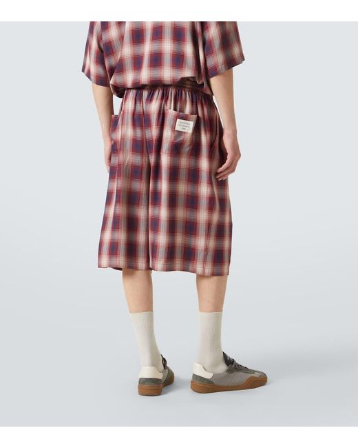 Acne Red Checked Shorts for men