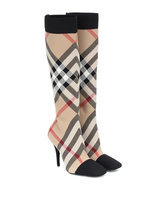 Burberry Natural Vintage Check Knee-high Sock Boots