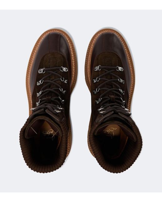 Christian Louboutin Brown Armandine College Leather Hiking Boots for men