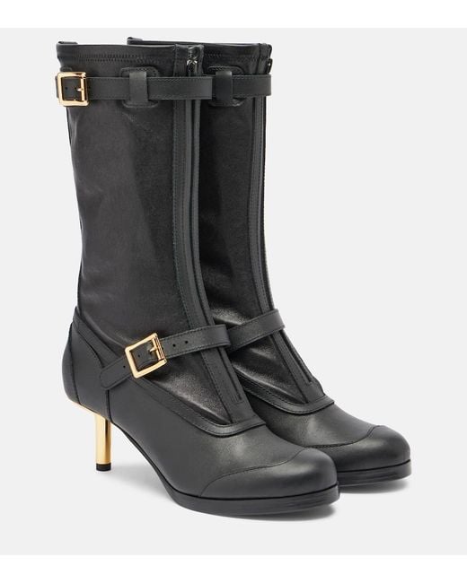 Sacai Black Aviator Leather Boots