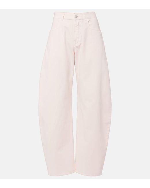 Alaïa Pink High-Rise Barrel-Leg Jeans