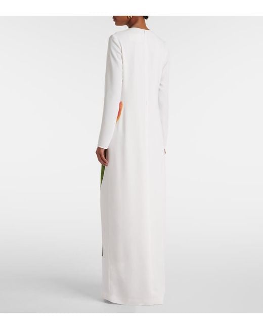 Costarellos White Jennis Floral Sequined Crepe Maxi Dress
