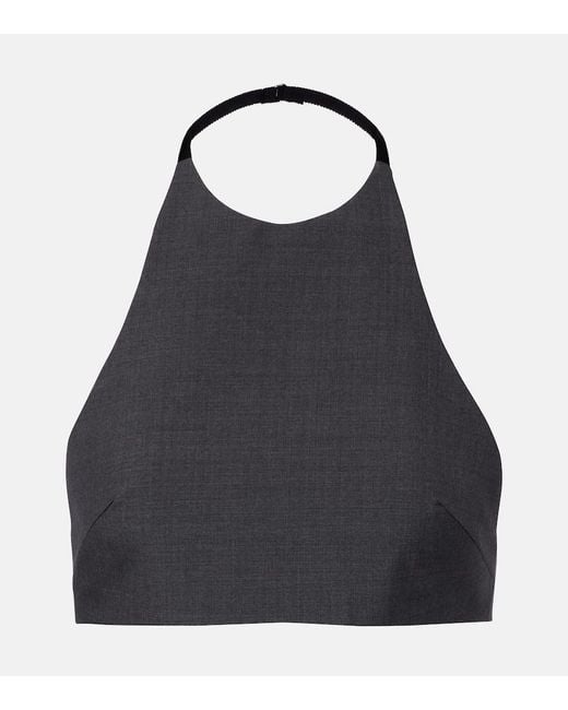 Jil Sander Blue Halterneck Virgin Wool Crop Top