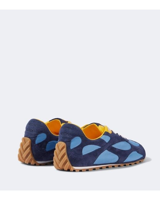 Bottega Veneta Blue Orbit Flash Suede-Trimmed Sneakers for men