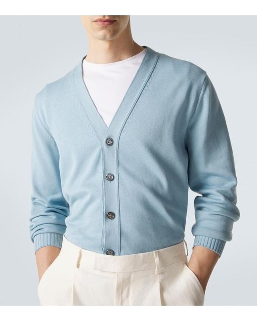 Kiton Blue Cotton Cardigan for men