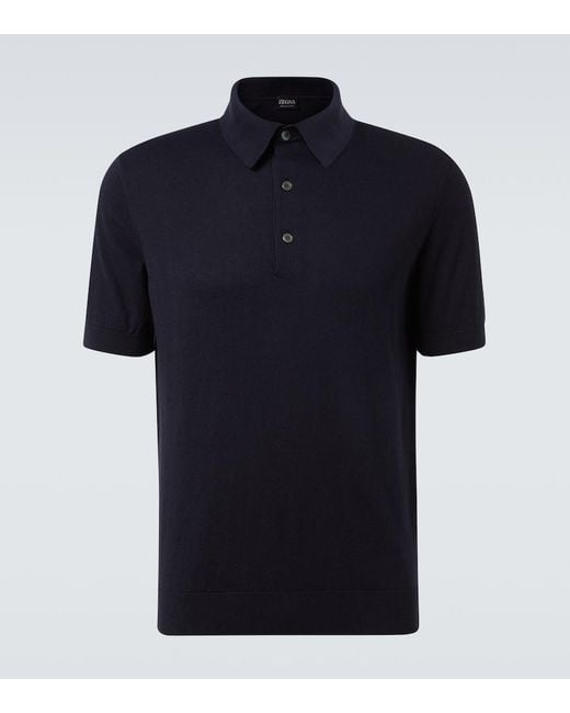 Zegna Blue Cotton Polo Shirt for men