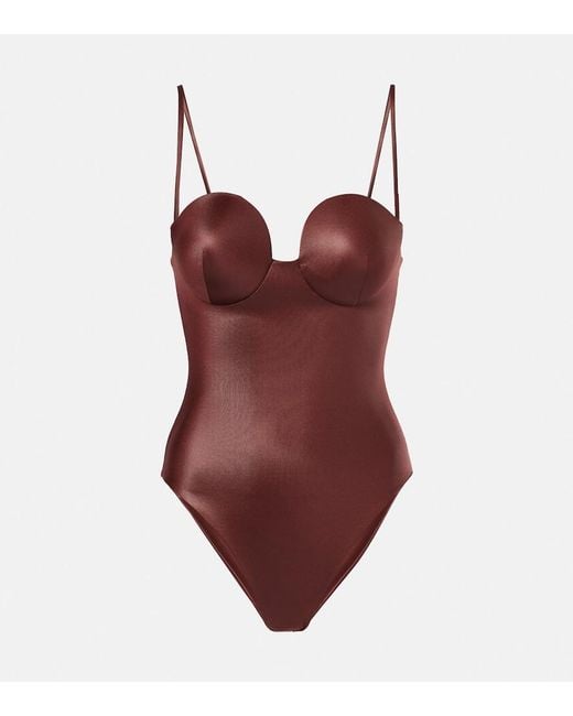 Magda Butrym Red Retro Bustier Swimsuit