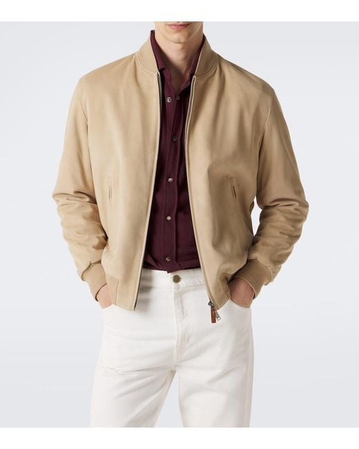 Tod's Natural Brera Suede Bomber Jacket for men