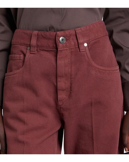 Brunello Cucinelli Red Monili Straight Jeans