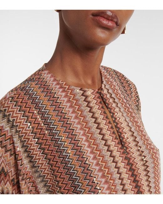 Missoni Pink Zigzag Fringed Lame Blouse