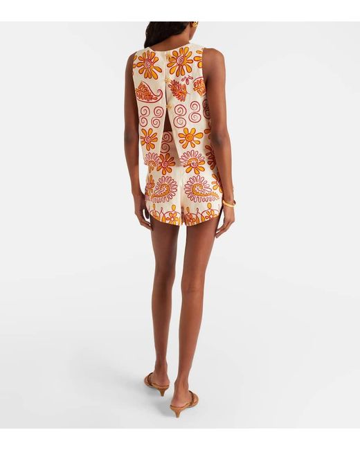 Shorts Bahamas De Lino Estampados Cala De La Cruz de color White