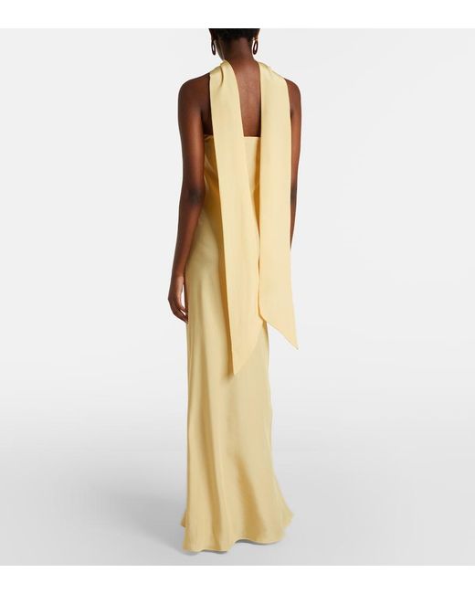 Rodarte Metallic Scarf-Detail Floral Silk Crepe Gown