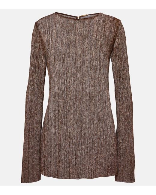 Cala De La Cruz Brown Loretta Lame Top